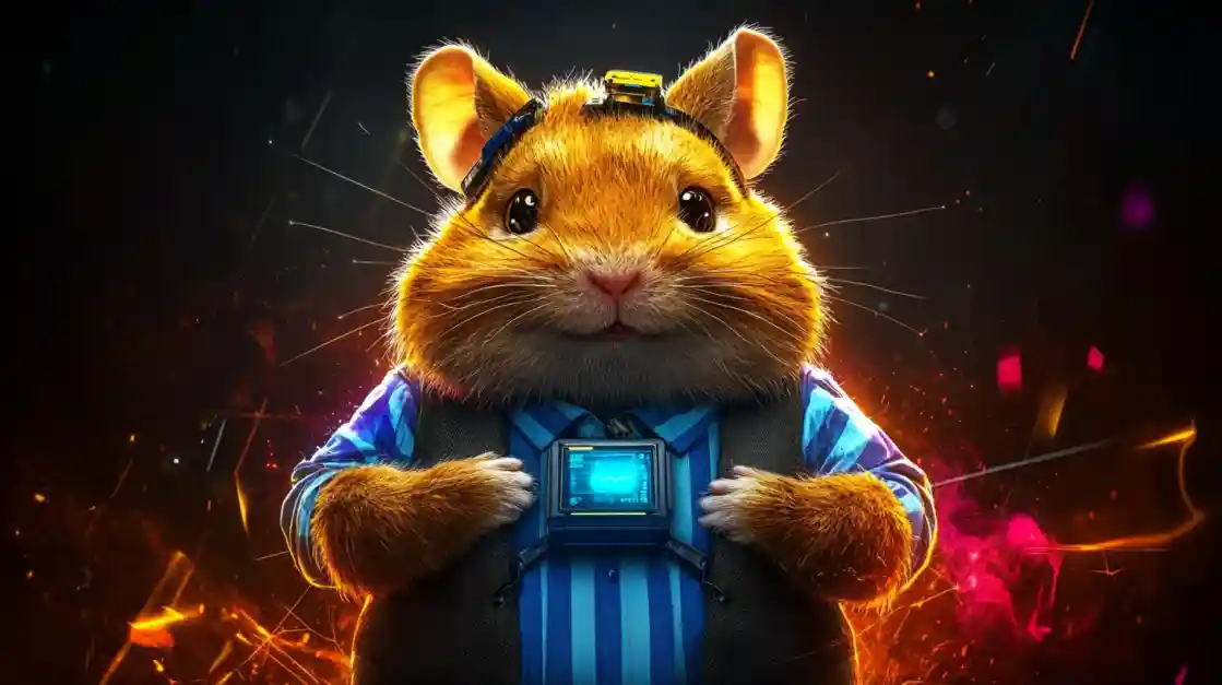 A cute and tech-savvy hamster character wearing a vest and a headset, representing the playful and innovative spirit of 7u777.